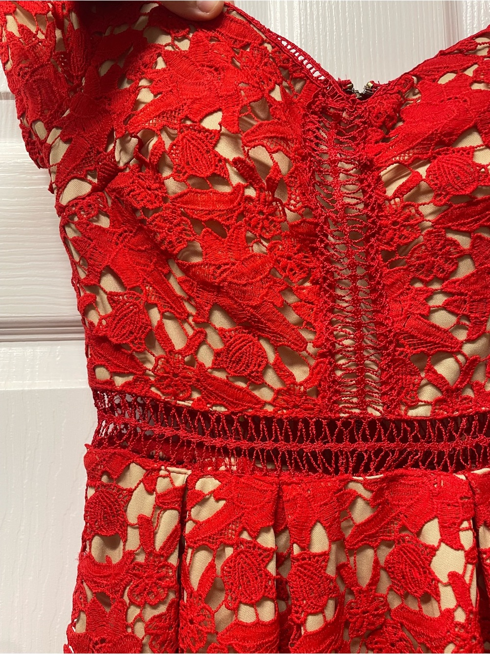 Girls Red Lace Fit & Flare Dress